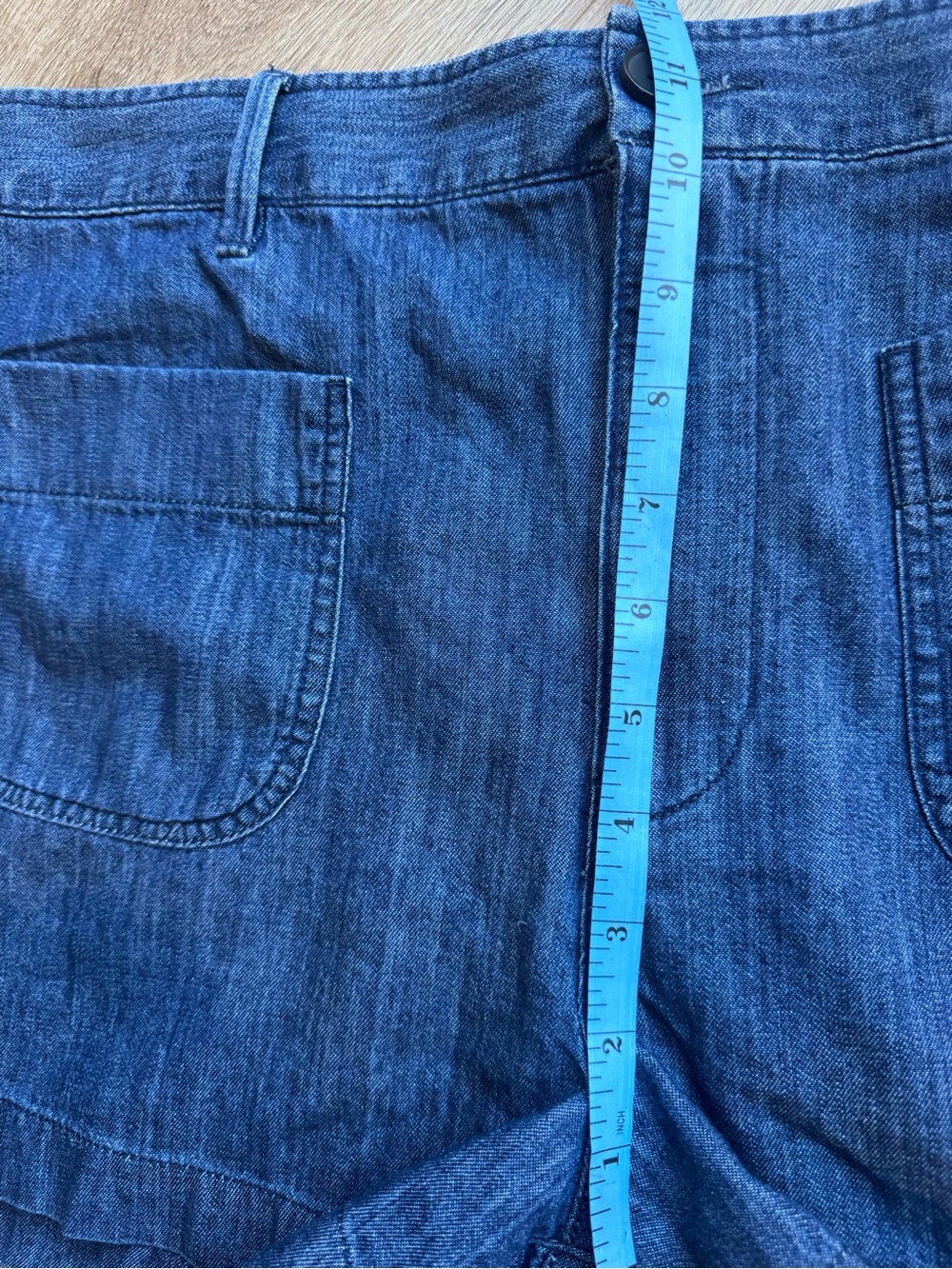 Free Assembly Women’s Denim patchwork Pocket Shorts - Blue - Picture 6 of 10